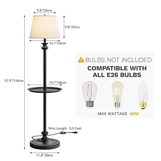 57" Floor Lamp with Tray