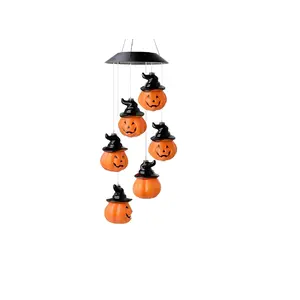 Halloween Pumpkin Solar Wind Chimes Outdoor,Pumpkin Wind Chimes