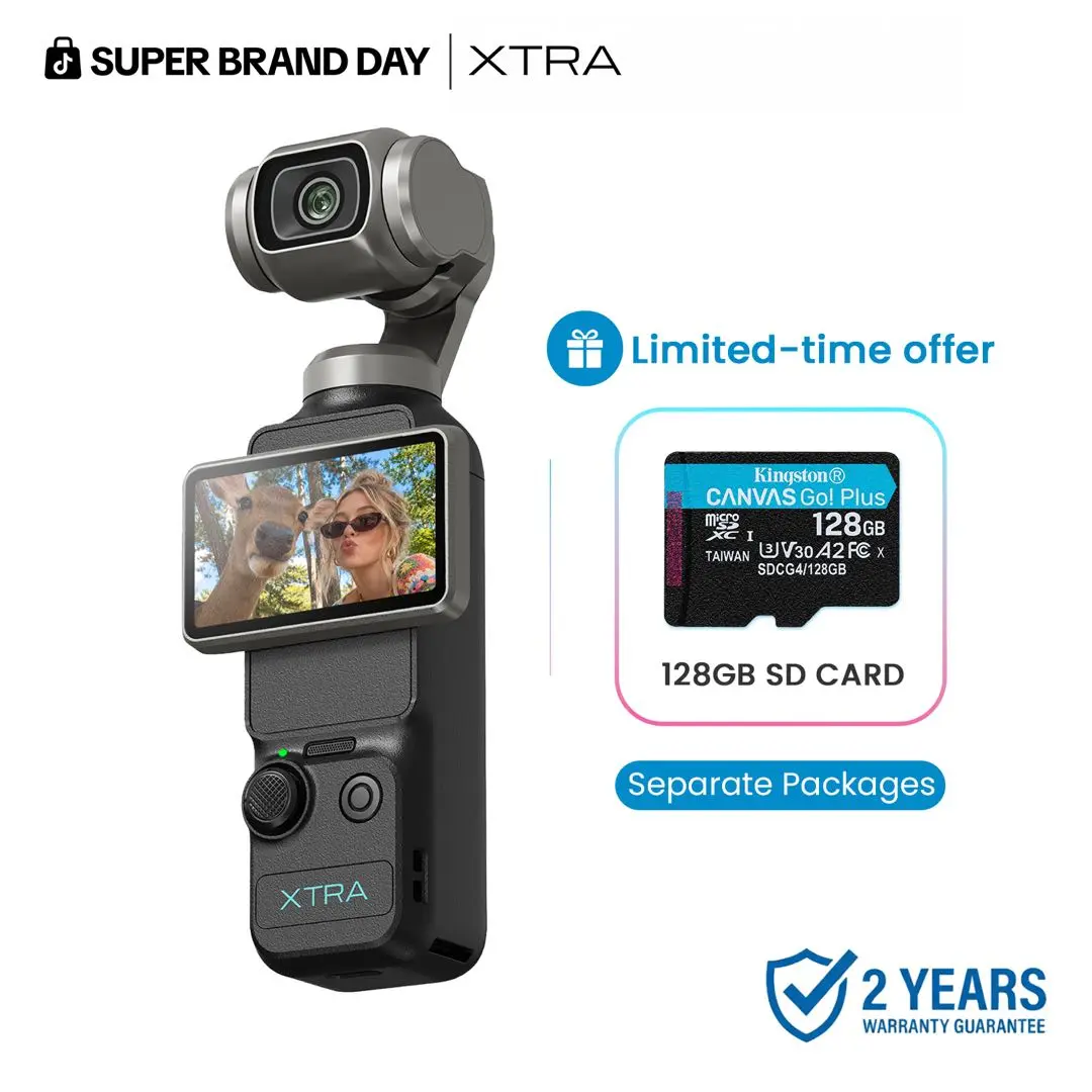 Xtra Muse Vlogging Camera with 1'' CMOS 4K/120fps Videos 3-Axis Gimbal Stabilizer Fast Focusing Face/Object Tracking Portable Handycam Camcorder