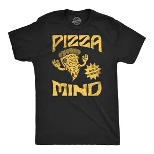 Mens Funny T Shirts Pizza Mind Sarcastic Food Graphic Tee for Men Mens Funny T Shirts Cool Vintage Fashion T-Shirt Gift Classic Menswear Sarcastic Apparel for Men Funny Food Short Sleeve Novelty Tees for Guys Black -