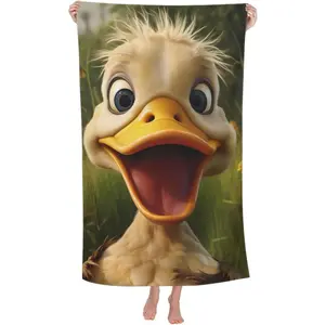 Duckling Beach Towel Animal Duck Sand-Free Microfiber Bath Towel Ultra Soft Quick Dry Pool Towel Absorbent Towel Lightweight Towel for Outdoor Bathroom Swimming Decor 31inx51in