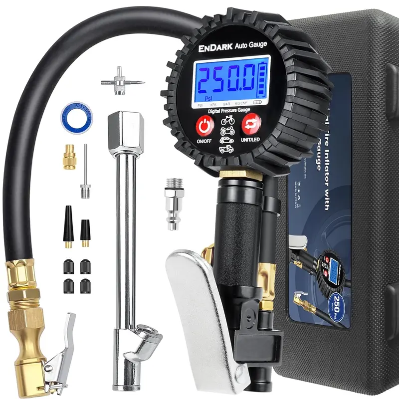Digital Tire Pressure Gauge 3-250psi Air Chuck Compressor Quick Connect Digital Tire Pressure Gauge 3-250psi Air Chuck Compressor Quick Connect