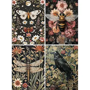 4 Pack Dragonflies Butterfly Bees Bird DIY Diamond Art Kits 5D Full Drill Diamond Dots Paintings with Diamonds Gem Art and Crafts Home Decor