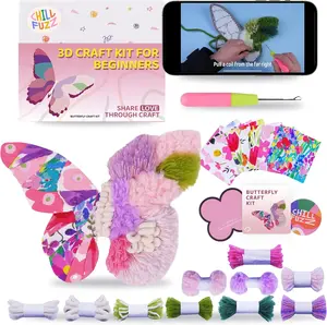 ChillFuzz DIY Boho Butterfly Coaster Kit Handcrafted Yarn Craft Set for Adults & Teens Colorful Crochet Coasters Beginner-Friendly DIY Home Decor Pink Origin