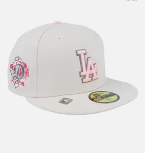 New Era LA Dodgers 59FIFTY pink Cap – Flat Brim Snapback Baseball Hat Streetwear Hip Hop Unisex Premium