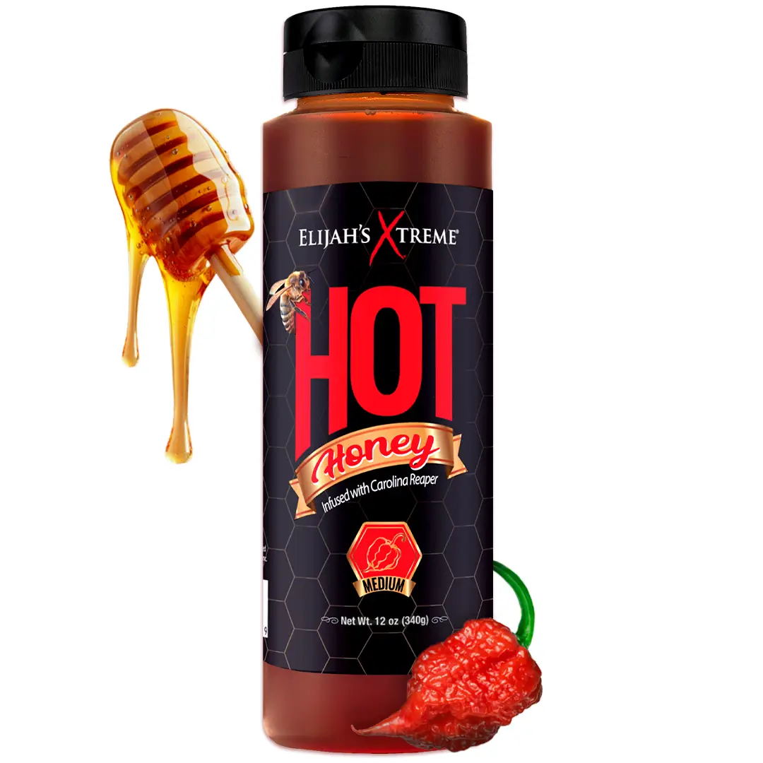 Elijah’s Xtreme Hot Honey Sauce - 100% Pure Honey Infused with Carolina Reaper Peppers, 12 oz