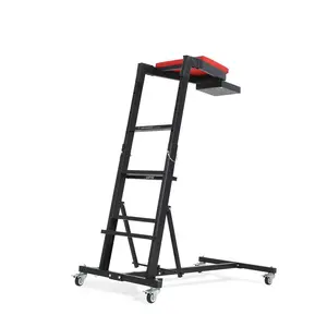 Automotive Engine Creeper Heavy Duty Foldable Creeper with Adjustable Height 45" to 66" 400 LBS Capacity High Creeper 4 Brake Wheels,Storage Pouch&Padded Deck,for Auto Repair&Truck, Red and Black