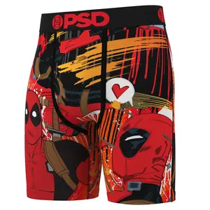 PSD Mens Deadpool - Drip Boxer Brief - Standard Length 7 Inch Inseam, Soft and Breathable Poly Blend Fabric PSD Mens Deadpool - Drip Boxer Brief - Standard Length 7 Inch Inseam, Soft and Breathable Poly Blend Fabric