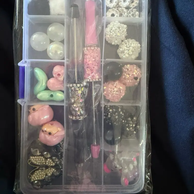 Diy Pen Box Kit with Multicolor Beads and Accessories for Customizing Your Pen