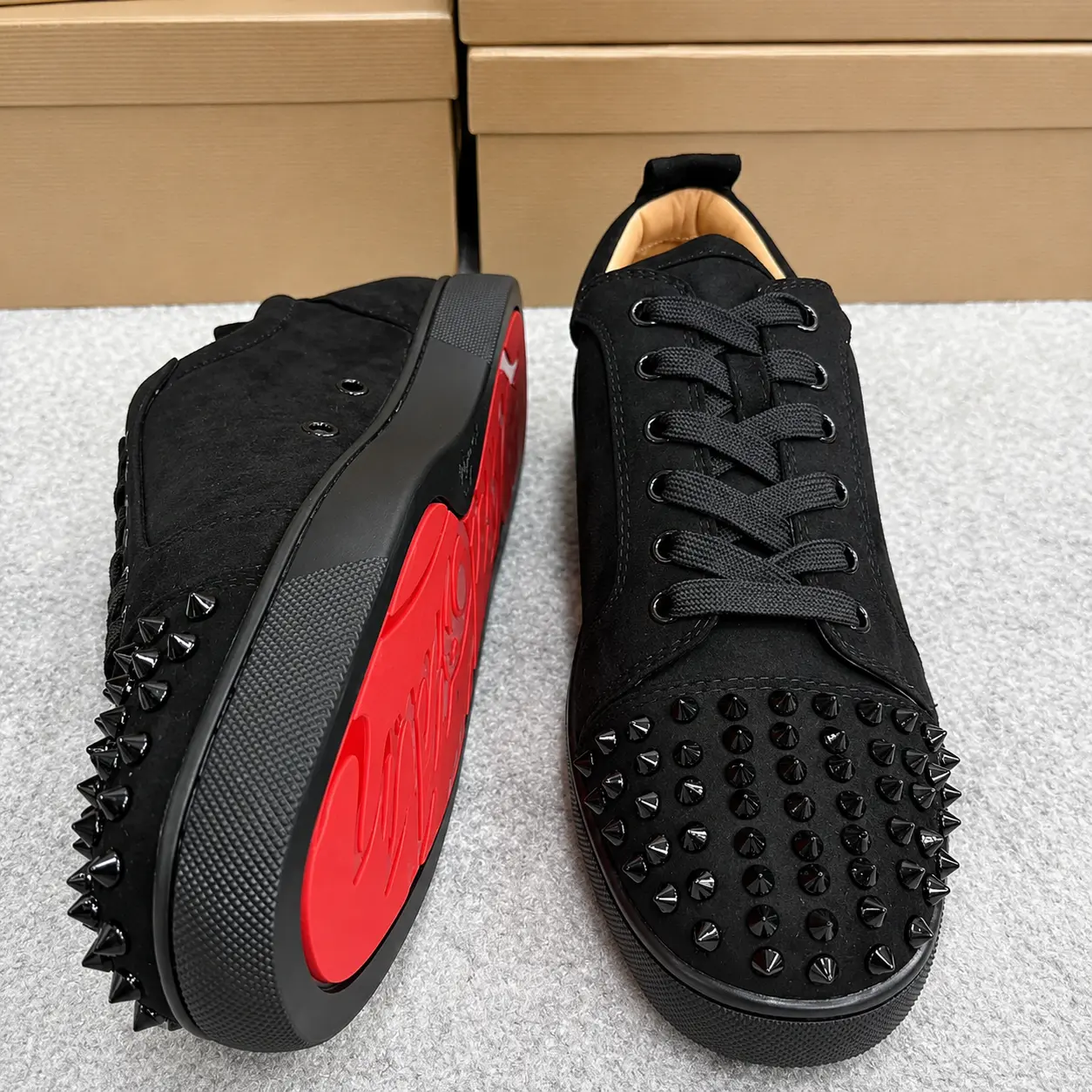 Men's Statement Rivet Sneakers, Premium Red Sole, Casual Wear Fashion Walking Shoes
