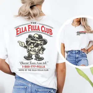 Women's Ella's Fellas Club Short-Sleeve T-Shirt - Vintage Western Concert Graphic, Loose Casual Everyday Printed Cowboy Tee, 2026 Western Whiskey Design Shirt