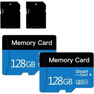 2 Pack 128 GB Micro Memory Card with Adapter, TF Memory Card Class 10, Mini Memory sd Card for Camera/Smartphone/Tablet/Drone (Blue 128GB*2)