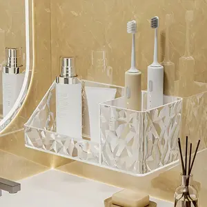 Transparent Waterproof Wall-Mounted Storage Box, Durable Acrylic Comb Holder, Large Capacity, Bathroom Organizer, Toothbrush Rack