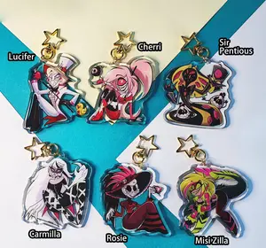 Llaveros Acrílicos: Hazbin Hotel Hell (Lucifer, Cherri, Sir Pentious, Carmilla, Rosie, Missi Zilla)