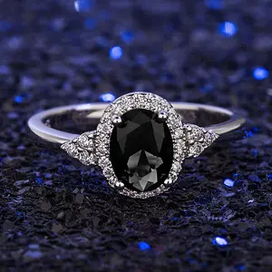 Black Diamond Set Zircon Ring New Women's Engagement Banquet Fashion Jewelry with Metal Coating for Special Occasions Elegant and Stylish