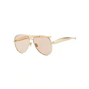 Retro Double Beam Metal Glasses Large Frame Toad Design Oversized Aviator Style Vintage Trendy Sunglasses Windproof Polarized Sunglasses for Women Summer Beach Vacation Outdoor Travel Daily Wear Street Photography Back To School