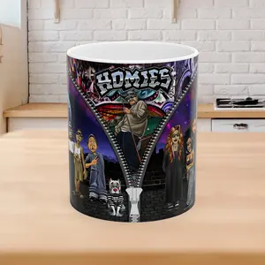 Lil homies, Homies Mugs, 90s style Chicano mugs, cholo, Chicana cups, chola style, vato, lowrider, street, custom mugs, 90s style gifts Classic Drinkware Retro Stylish Ceramic Drink