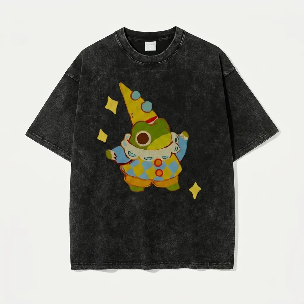 Star Frog Unisex Vintage Washed Tee, Vintage Coloful Tee