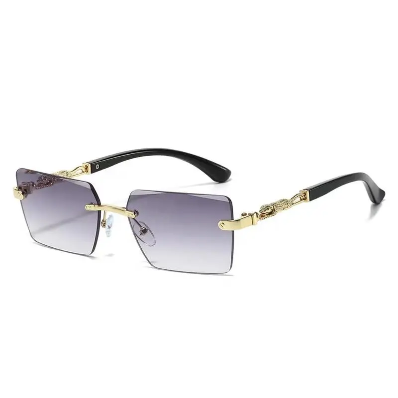 Men's Metal Square Frameless Retro Glasses  Stylish Tortoiseshell Sunglasses  High-End Elegant Eyewear for Everyday Wear & Outdoor Activities