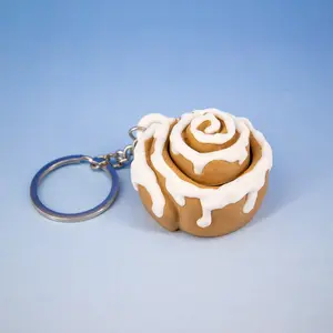 Cinnamon Roll Keychain Clickie - Fidget Clicker - 3D Printed Fidget with Unique Design and Keyring Attachment