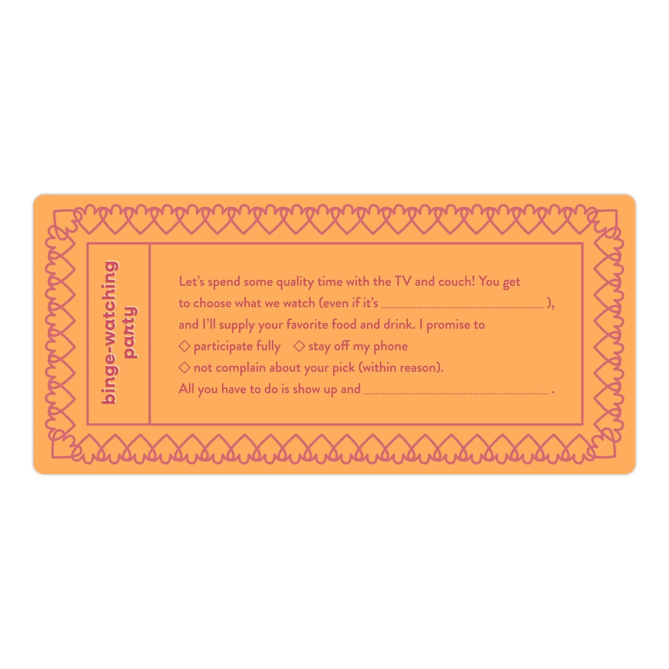 Fill in the Love Bestie Vouchers, Book of 15 Best Friend Coupons