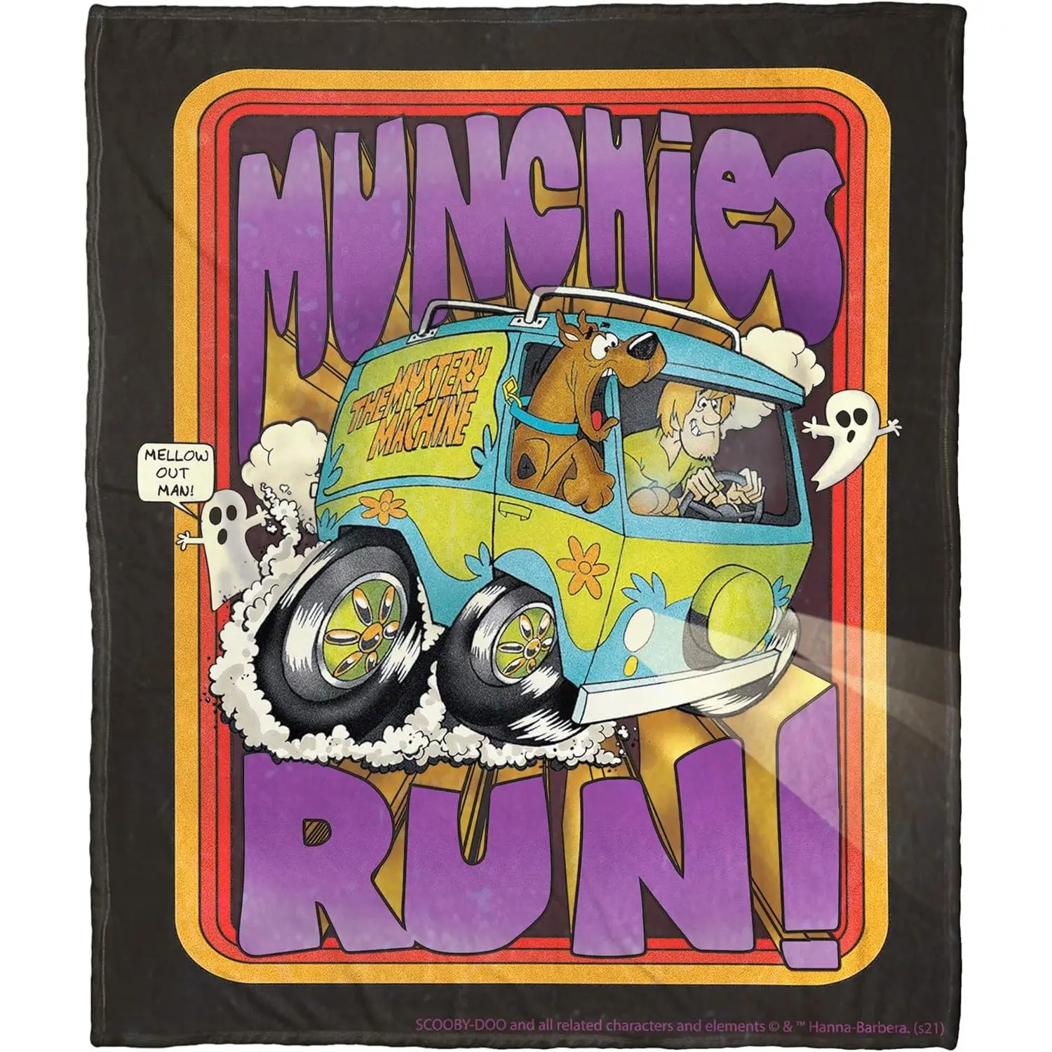 Scooby-Doo "Munchies Run!"Print Soft Fleece Throw Blanket, Retro Mystery Machine Design with Scooby & Shaggy, All Season Sofa Bed Nap Office Car Camping Blanket, Ultra Fluffy Lightweight Throw for Cozy Nights & Scooby Fans Gift