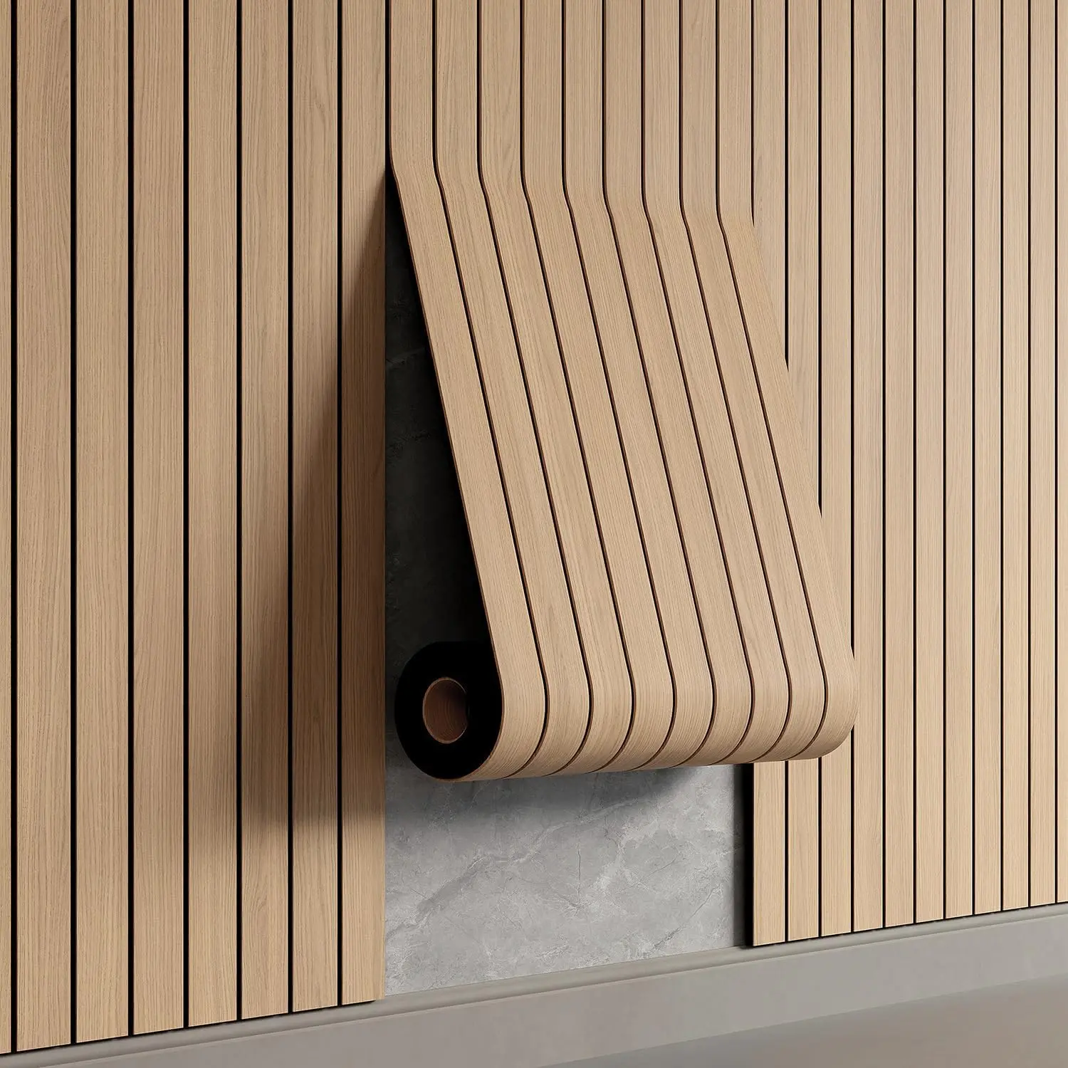 Peel and Stick PVC Slat Wall Panel 118"x15.75" Self-Adhesive Thick Faux Oak Wood Grain 3D Soundproof for Walls & Ceilings Enhance Style Multiple Colors