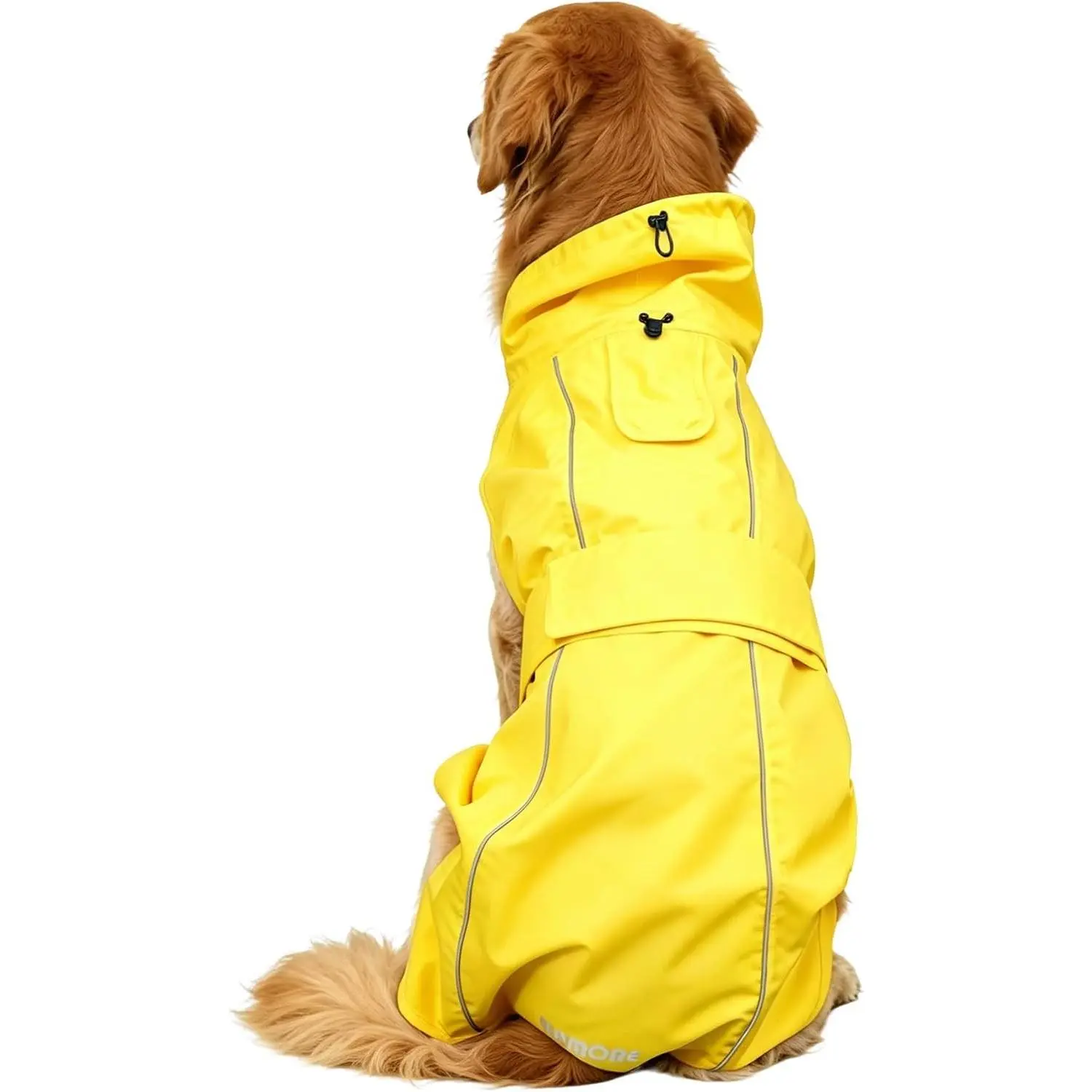 Waterproof Dog Raincoat, Adjustable Lightweight Dog Rain Jacket with Reflective Strip Leash Hole for Small Medium Large Dogs (Yellow, Medium(13-22lb))
