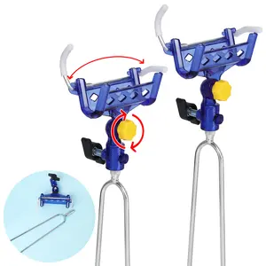Fishing Rod Holders 2 Pack, Auto-Lock Fishing Pole Stand with 360° Adjustable Angle, Strong Ground Rod Rack for Bank & Beach Fishing, Fishing Gifts for Dad & Men