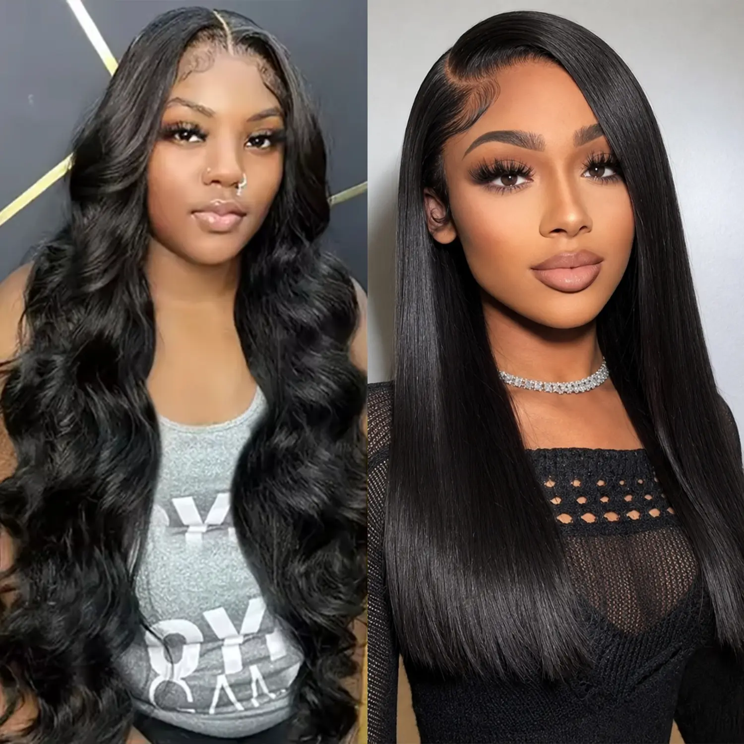 [Flash Live 30+16 inch Combo] 2Pcs 13x4 HD Lace Front Wigs Human Hair 30Inch Black Deep/Body/Straight +16 inch Black Deep/Body/Straight Combo 150% Density Pre Plucked for Black Women