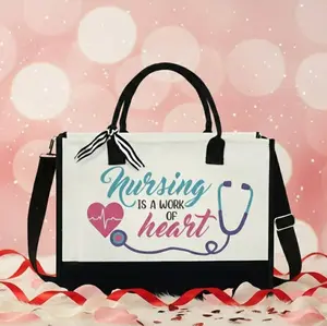 [FLASH SALE] Nursing Tote Bag – Nurse Christmas Gift,  Nursing Gift, Xmas Gift for Nurse, Medical Tote Bag, Nursing Appreciation Gift, Canvas Tote with Zipper MLN1393TNB