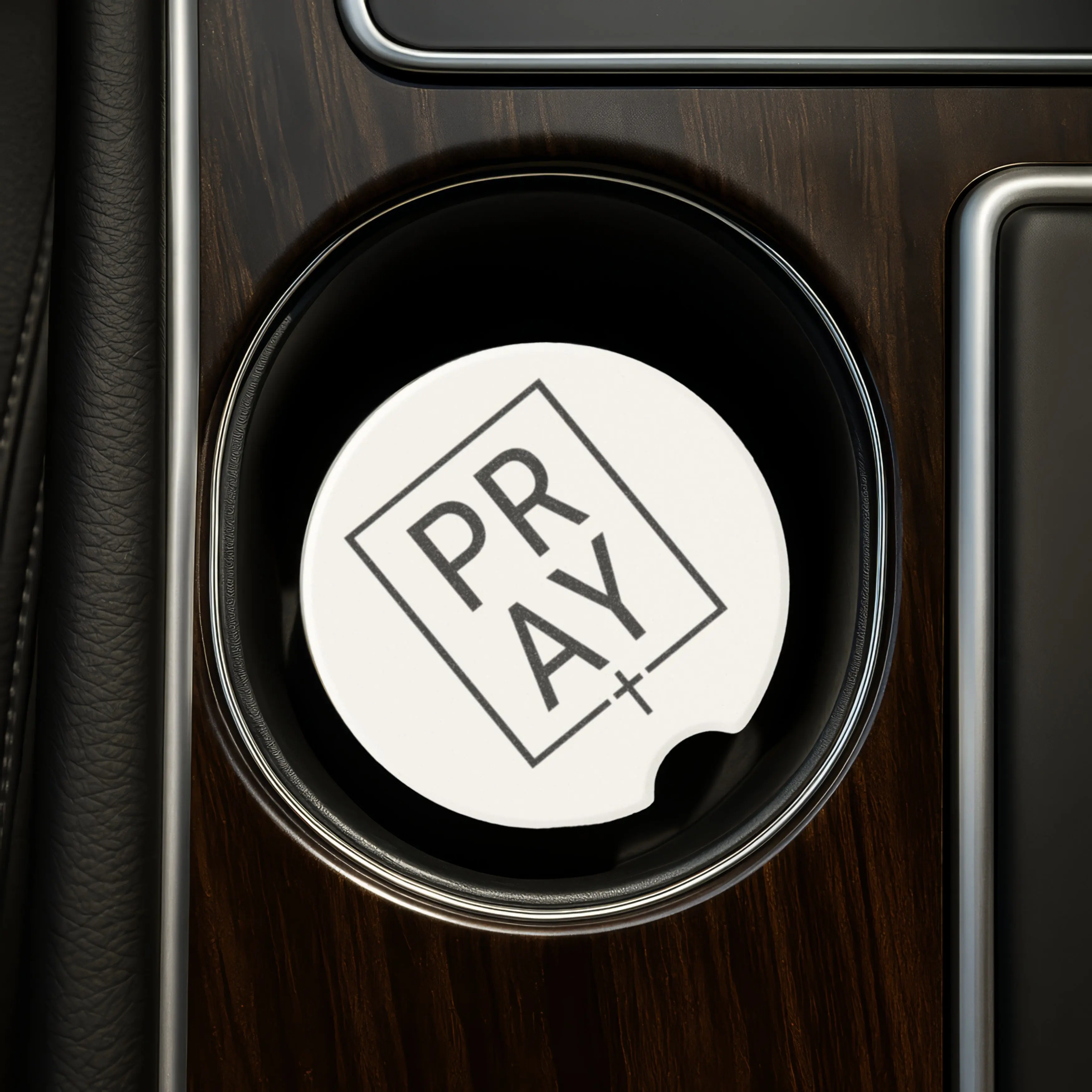 Pray + Cross Soapstone Car Coaster