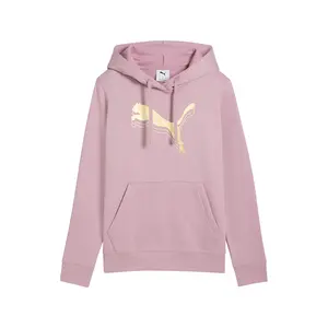 PUMA Womens Essentials Metallic Hoodie Casual Outerwear Casual - Pink