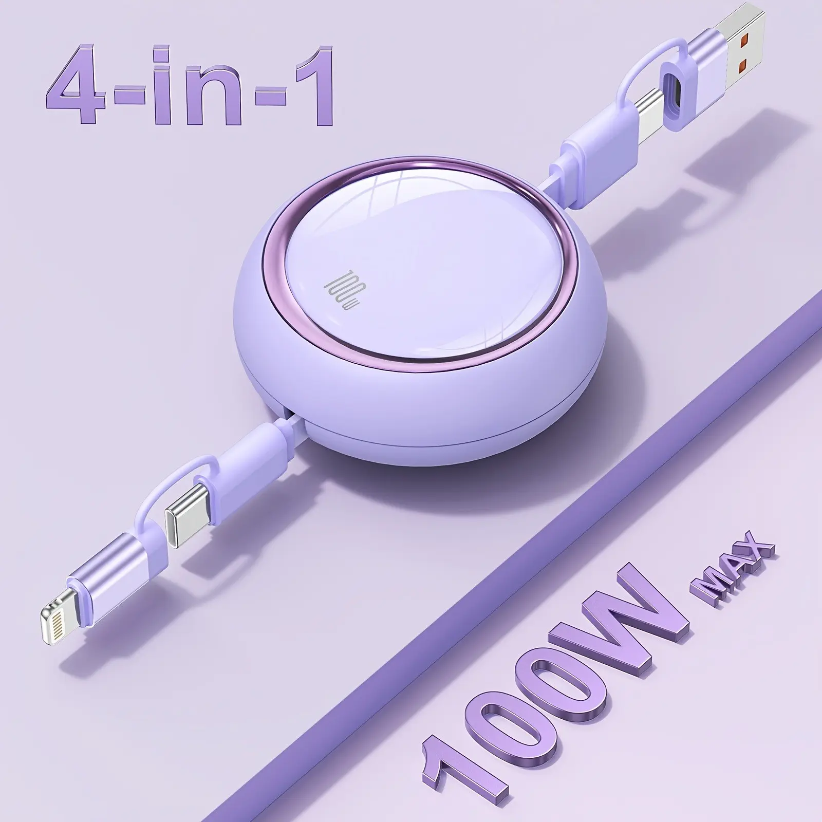 Four-In-One Fast Charging Data Cable, Type-C to Type-C, Compatible with Samsung, iPhone, Macbook/iPad, Xiaomi, Etc, Data Sync Cable