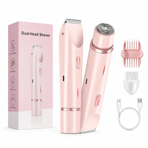 Women's Painless Trimmer Shaver Set - 2-in-1 Rechargeable Portable Wireless Multi-Function Body Trimmer, IPX7 Washable, Bikini Line Smooth Cut, for Underarms, Gift for Women