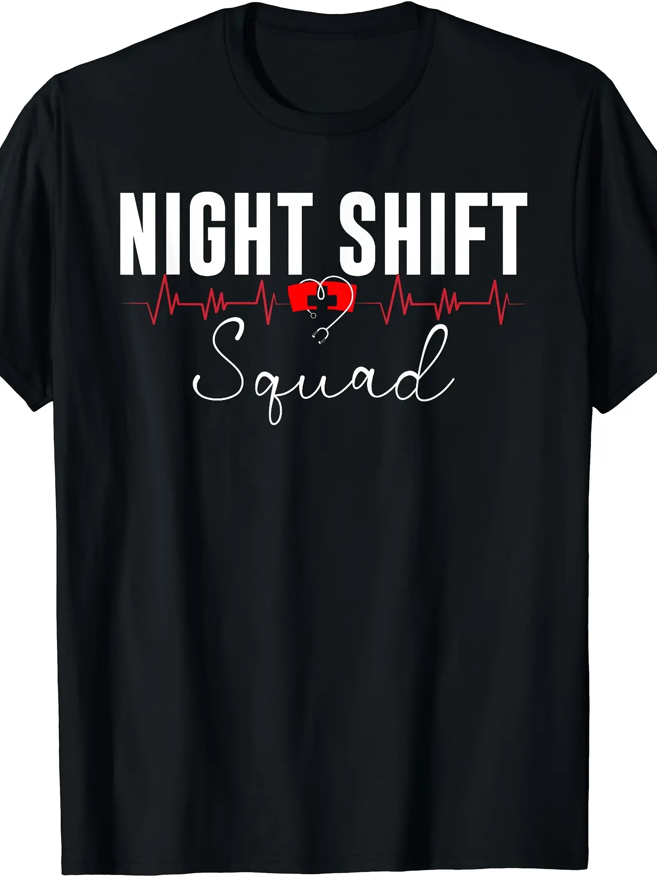Funny Night Shift Squad Nursing for Comfort and Te unisex soft cotton short sleeve t shirt, vintage graphic casual tee for men women teens, perfect birthday holiday gift for camping travel gym daily street casual wear