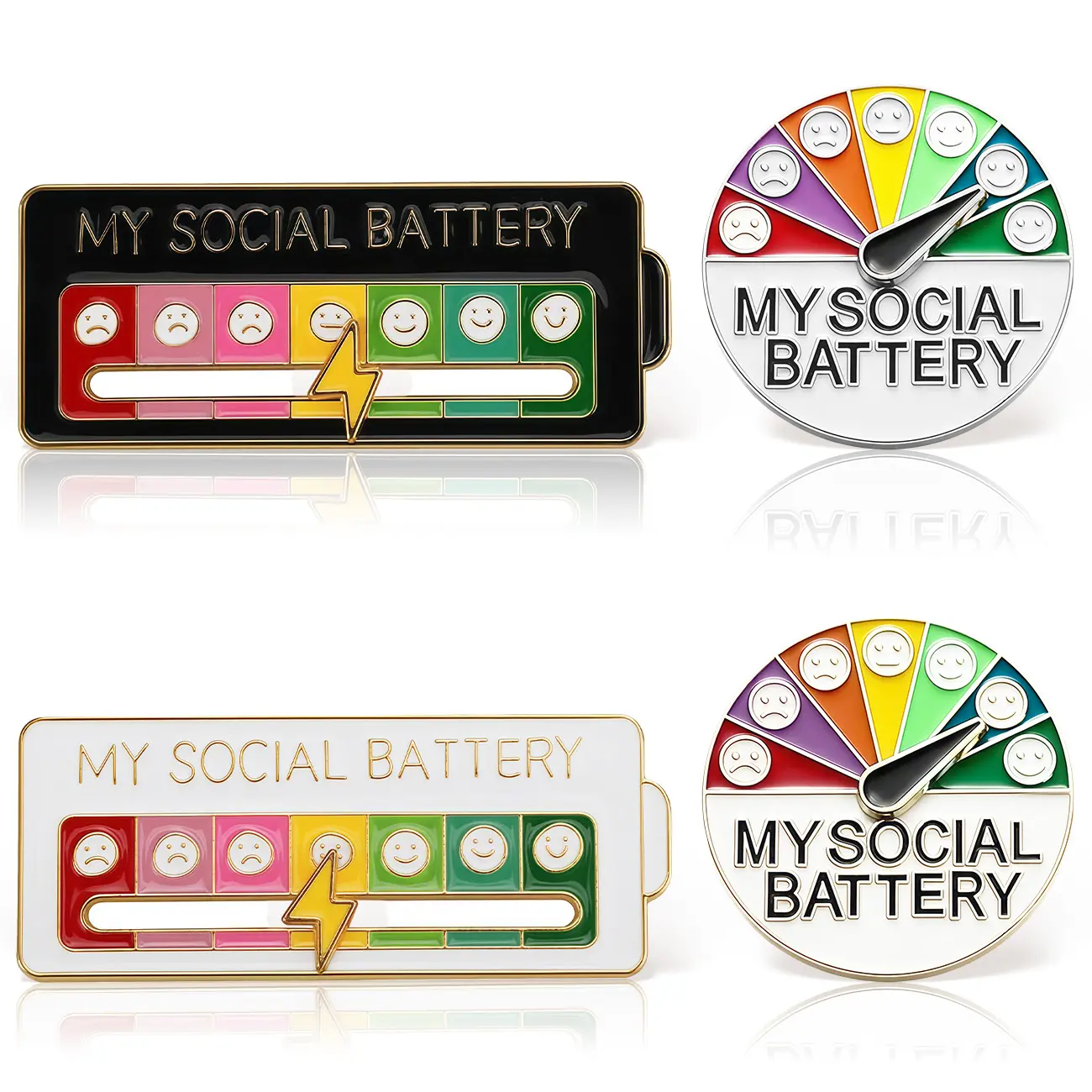 4pcs Social Battery Creative Enamel Badges - 7-Day Fun Emotional Brooches, Functional Aesthetic Fashion Accessories for Personalizing Backpacks, Jackets Boutonniere Pins Clip