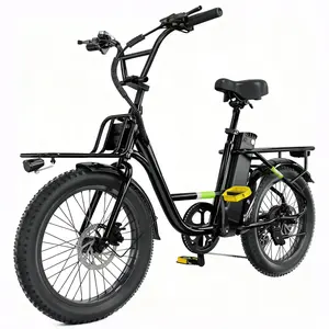 【New Arrival】E Bike for Adults Electric Bike with Dual Cargo Rack, 48V 1000W Peak Ebikes for Adults, 7 Speed Gear, 20mph Step Thru Cruiser Electric Bicycles, 20" × 3“ Fat Tire Ebike