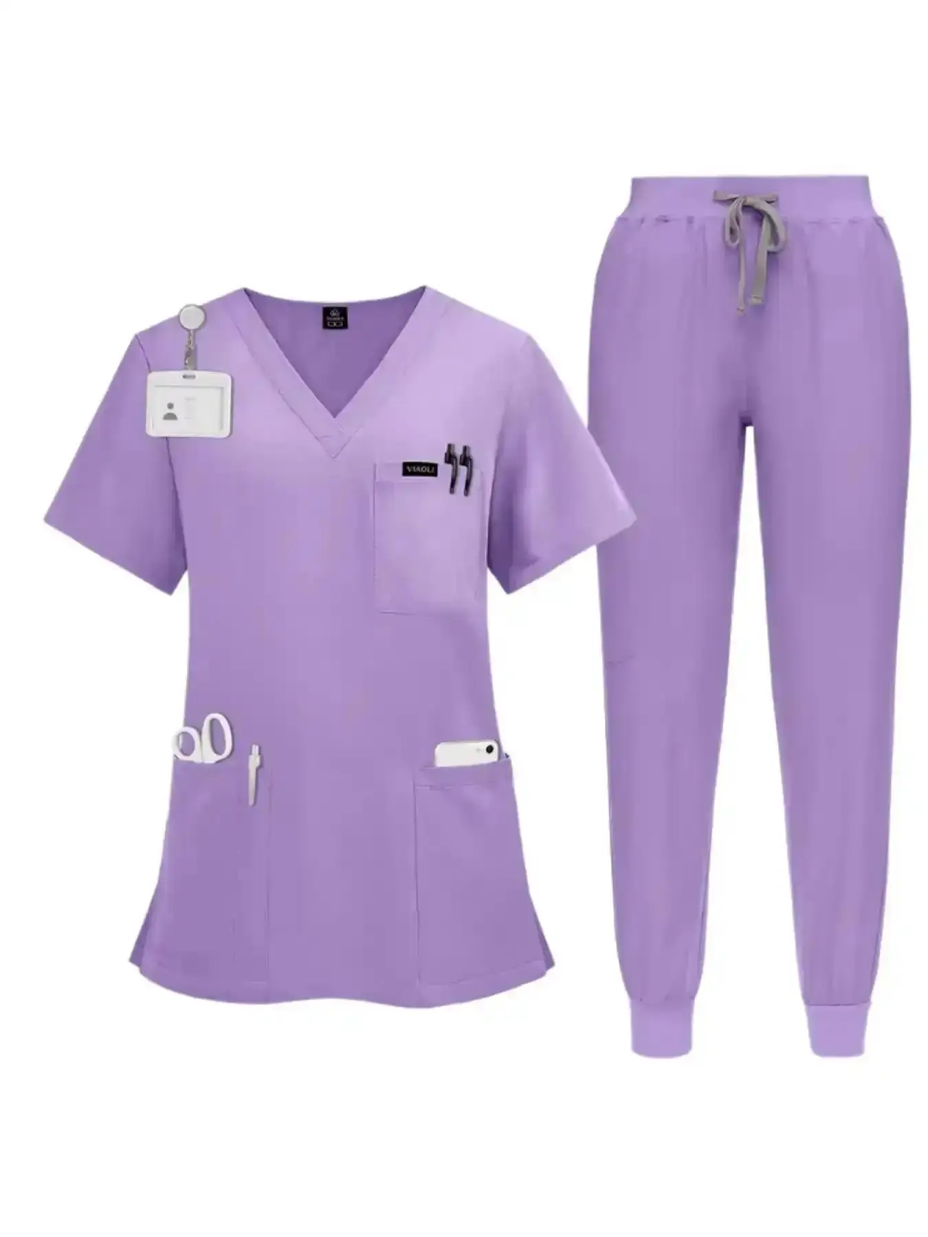 Easy Comfortable Care Scrub Set Two-piece Short Sleeved Uniform Perfect for Hospitals and Pharmacists in Pharmacies T-Shirt Low Rise Summer Fashion Bottoms Cardigan Work Wear Casual Top Bodycon Dress Travel Outfit, style staple