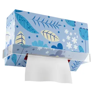 NiHome Clear Acrylic Wall-Mounted Tissue Box Holder for Kleenex Hand Towels, Adhesive No-Drill Tissue Dispenser, Moisture-Resistant Organizer for Wall, Tile, Cabinet, Small Bathrooms, Guest Restrooms