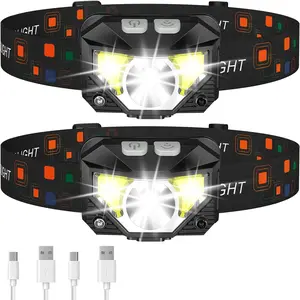LHKNL Ultra Light LED Rechargeable Headlamp 2Pack Waterproof with WhiteRed Light 8Modes for Camping Running Hiking Fishing
