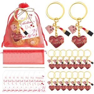 12 Set Valentine's Day Greeting & Gratitude Set - with Pendant Keychains & Cards, Perfect for Family, Friends, Couples, Valentine's Day Parties & Gift Recommendations