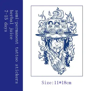 Anime characters 7-15 days herbal juice semi permanent tattoo stickers for men and women's arms anime fake tattoos temporary waterproof art