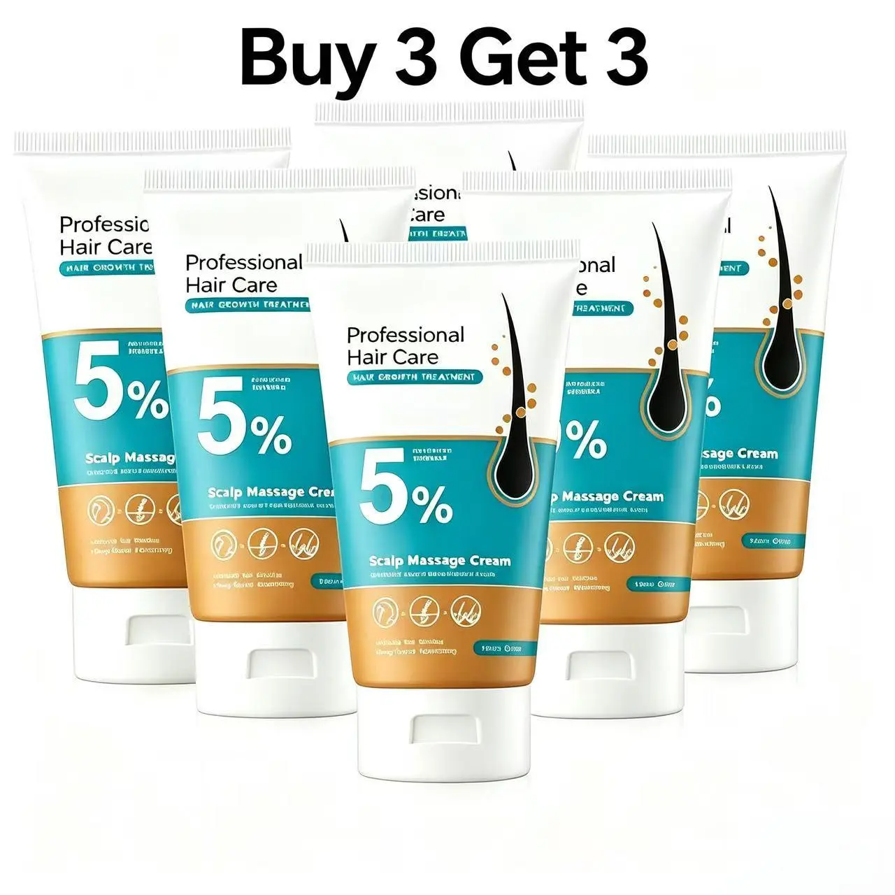 Buy 3 Get 3 Free 5% Minoxidil Scalp Massage Cream, Hair Growth Products for Adults, Prevents Hair Loss, Promotes Fast Regrowth