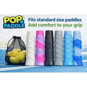 PopPaddle Silicone Pickleball Paddle Overgrip – Shock Absorbing, Non-Slip, Cushioned Grip Sleeve – Fits All Standard Handles – 6 Colors – 2 Pack