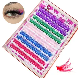 Colorful Individual False Eyelashes, Fluffy Eyelash Clusters, 1 Box Natural Look Eyelash Extensions, Self Grafting Eye Makeup Enhancement False Eyelashes for Women & Girls