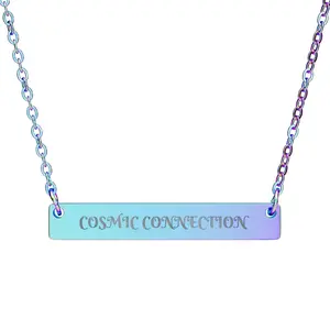 COSMIC CONNECTION - Engraved Horizontal Bar Necklace - Surgical-Grade 316L Stainless Steel