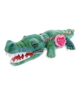 DOLLIBU 18-in Green Alligator Heart Plush Toy, Polyester Wild Stuffed Animal with Embroidered Details, Ideal for Mother's Day Gifting