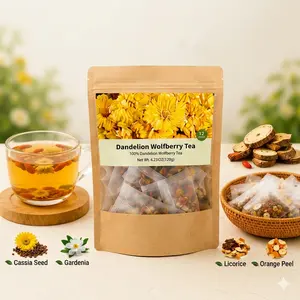 Dandelion Wolfberry Herbal Tea – Botanical Tea Blend with Chrysanthemum, Cassia Seed & Orange Peel, Caffeine Free Daily Herbal Tea Bags, 12 Count
