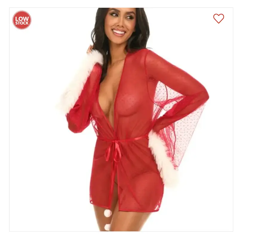 Ruby Marabou Robe, Sexy and Sensual Lingerie Lace Babydoll for Valentine's Day
